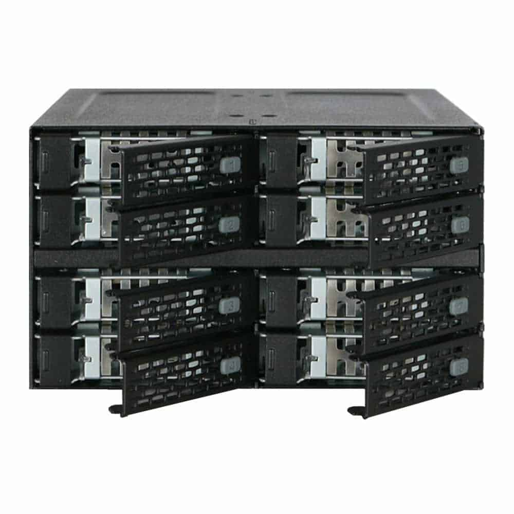 (image for) ICY DOCK ToughArmor MB508SP-B, 8 Bay 2 x 2.5 SATA-SAS HDD-SSD Mobile Rack, Industrial Full Metal